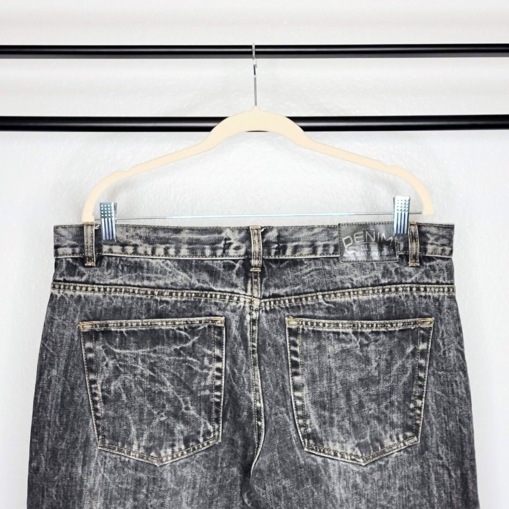 Denim Culture Men's Black Acid Wash Denim Distressed Design Front Jeans Size 38x - Picture 9 of 10